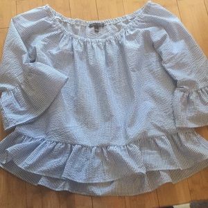 3/4 sleeve seersucker blouse